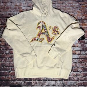 New Era Cream Hoodie with Multicolor Logo